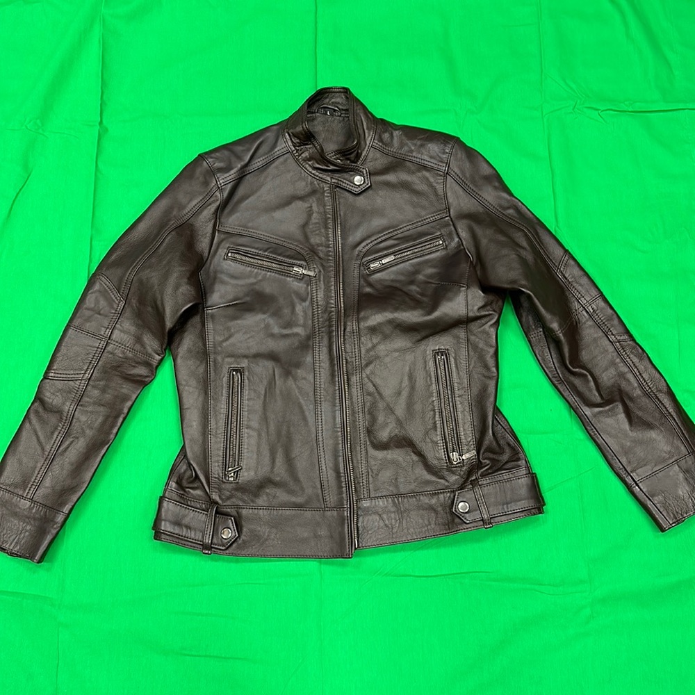 Dark Brown leather biker style jacket